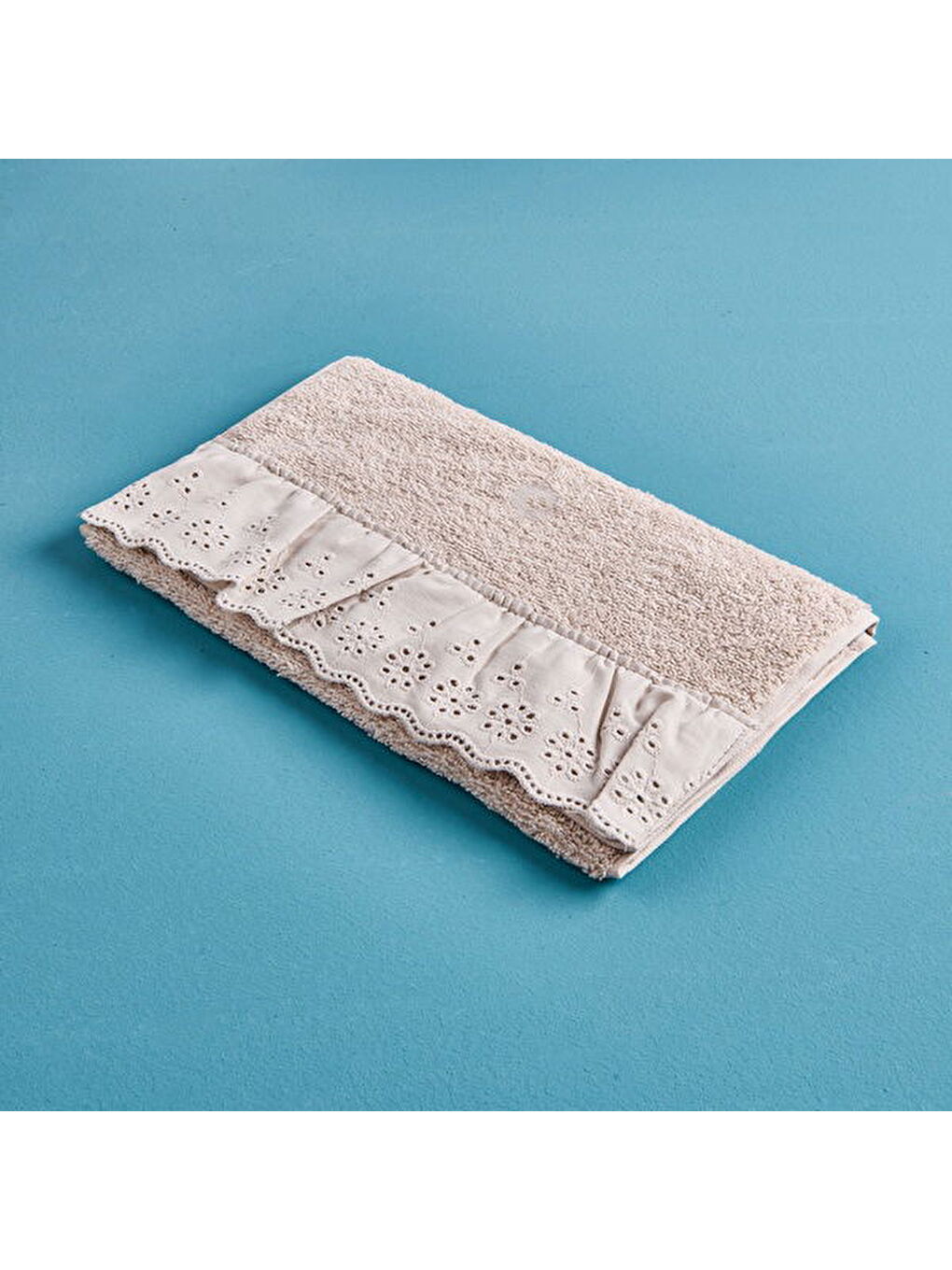 Evidea Ekru Soft Fırfırlı El Havlusu - Krem - 30x50 cm - 1