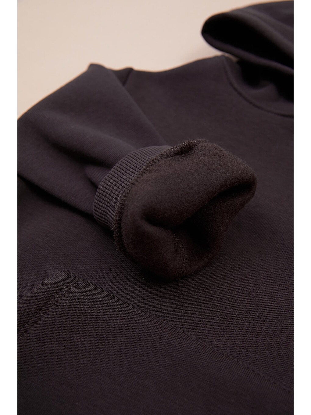 Kahverengi 3 İplik Kanguru Cepli Kapüşonlu Unisex Çocuk Sweatshirt-1