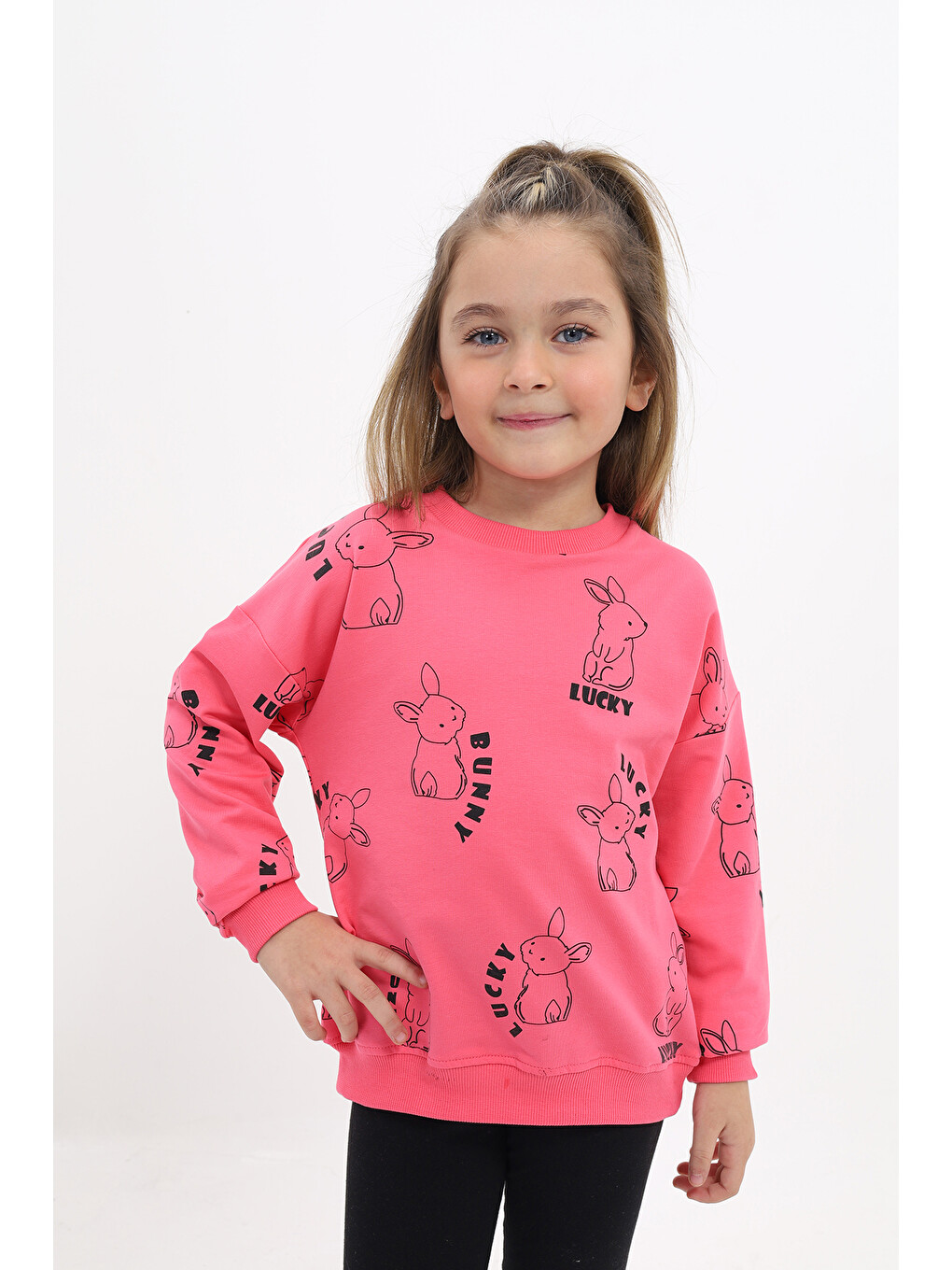 Pembe Kız Çocuk Baskılı Sweatshirt