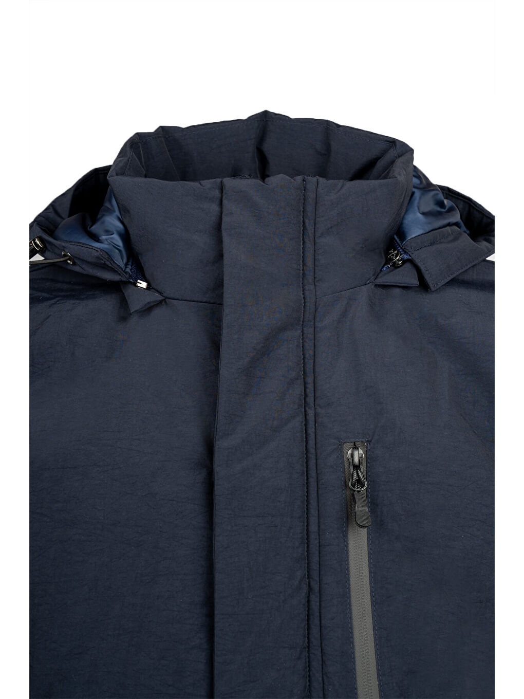 Lacivert Regular Fit Hakim Yaka Kapüşonlu Kaban-2