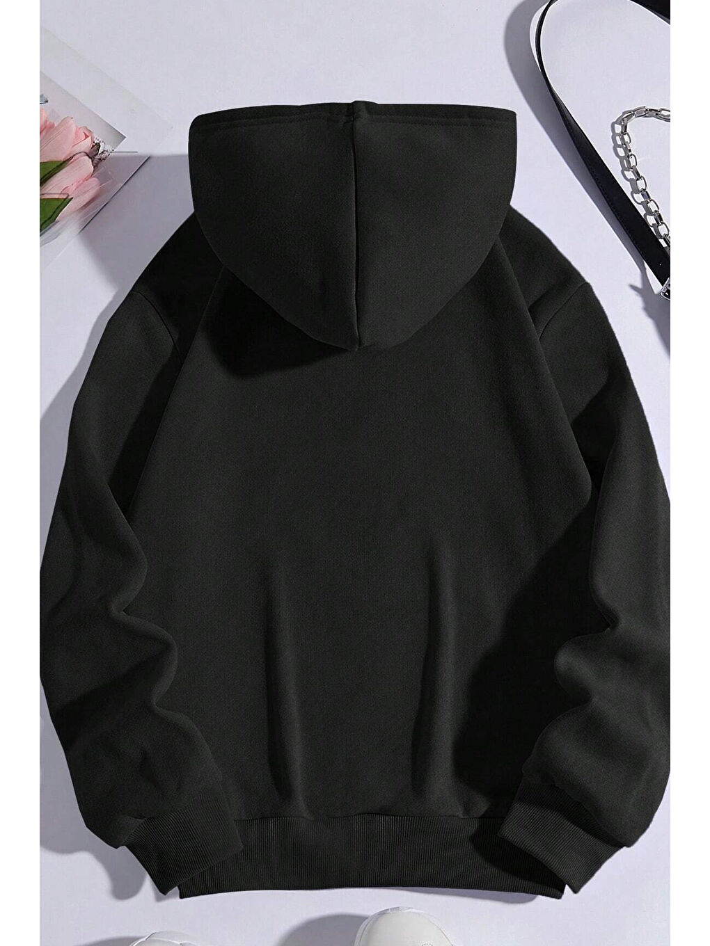 Siyah Unisex Oversize Butterfly Song Baskılı Sweatshirt-1