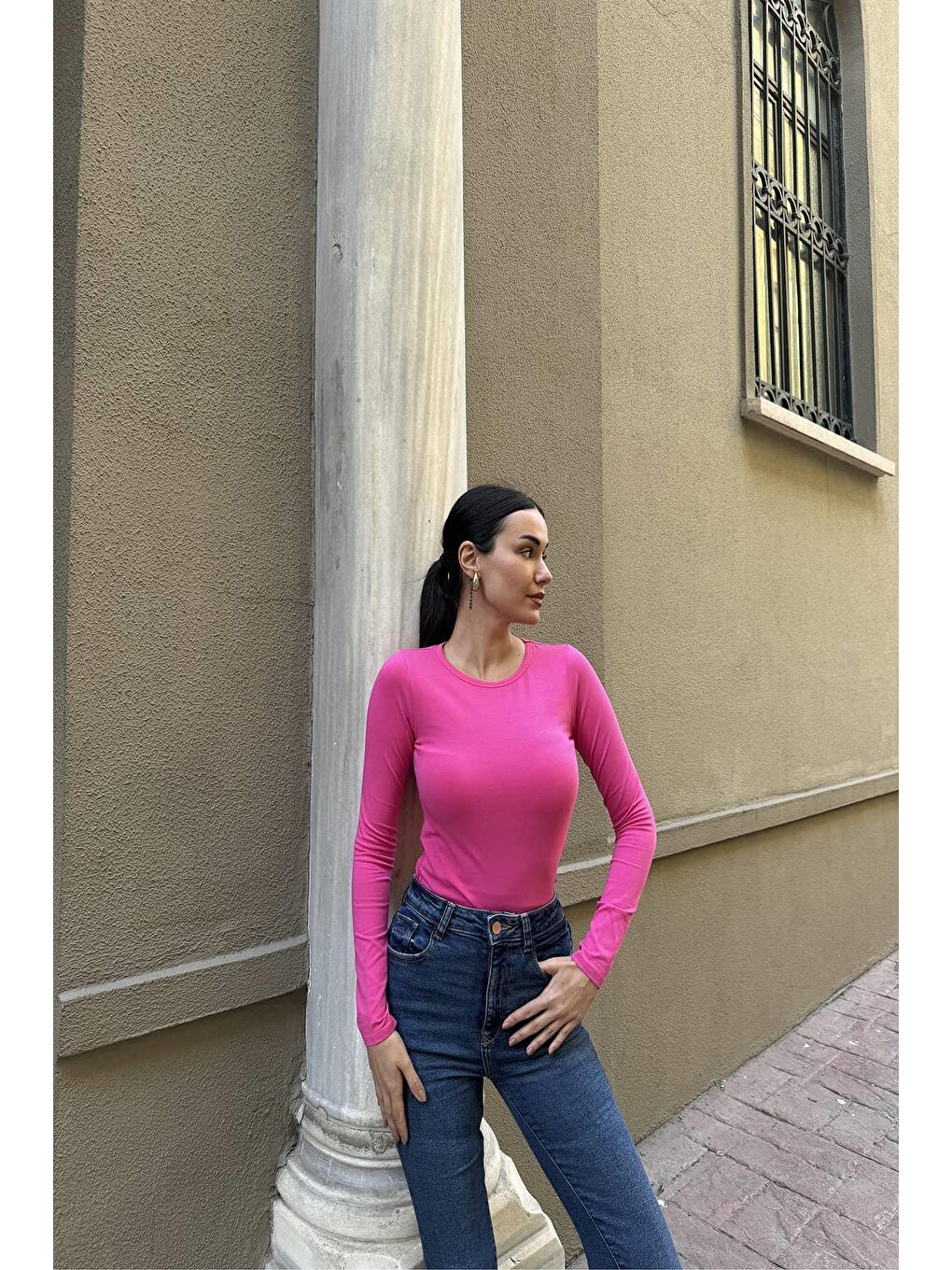 2'li Pamuk Uzun Kol Fuşya ve Kısa Kol Sarı Tshirt-1