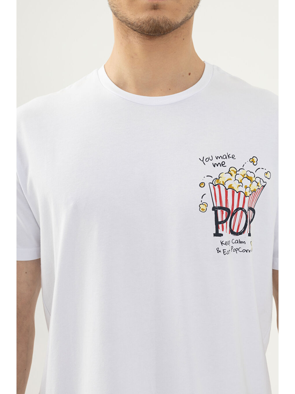 Mavi Erkek Kısa Kollu Pamuklu Popcorn Desenli Pijama Takımı-3