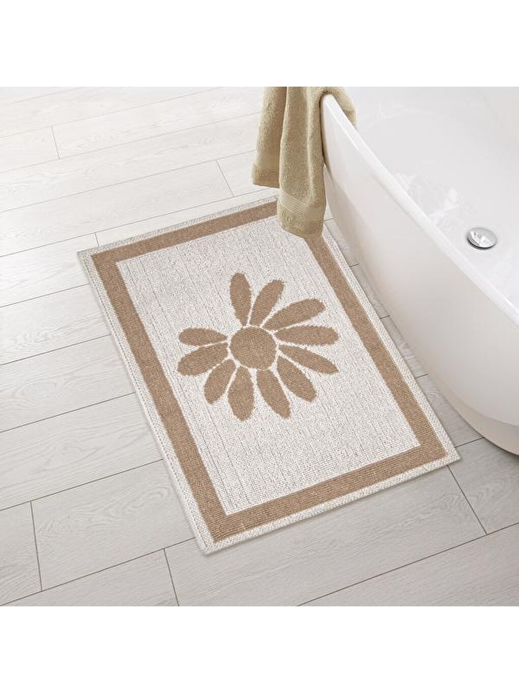 Soft Daisy Banyo Paspası - Bej - 50x80 cm-3