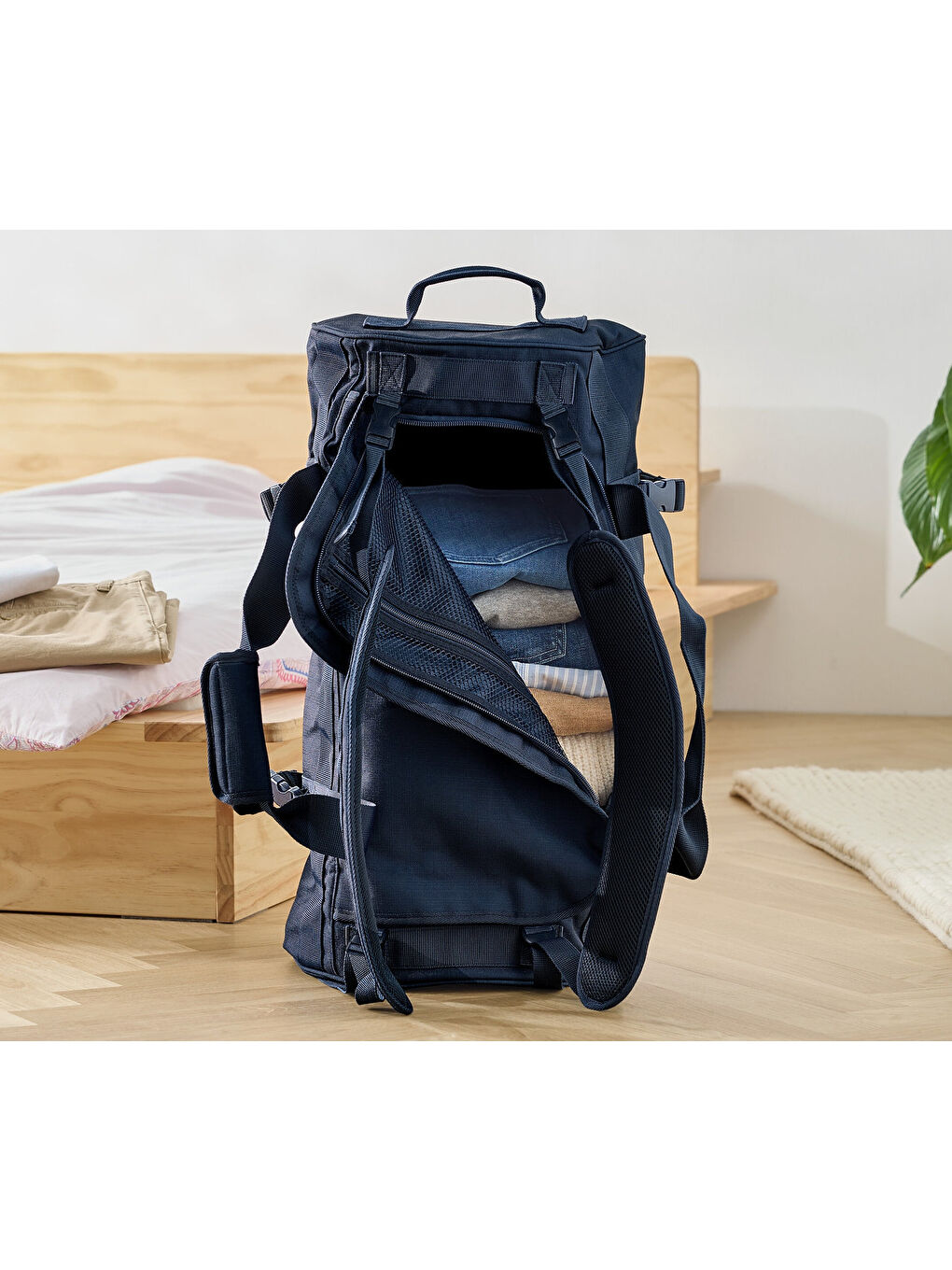 Lacivert Unisex Seyahat Çantası/Sırt Çantası-3