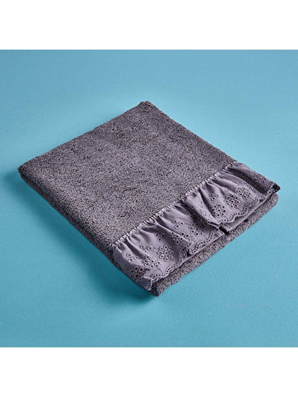 Soft Fırfırlı Yüz Havlusu - Antrasit - 50x90 cm-1