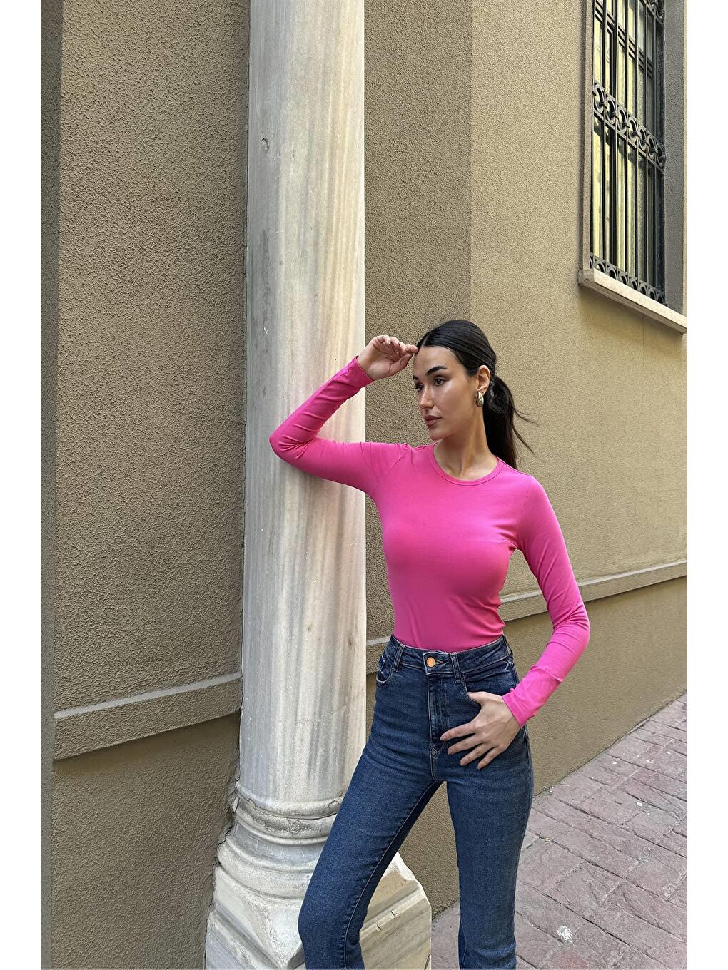 2'li Pamuk Uzun Kol Fuşya ve Kısa Kol Sarı Tshirt-3