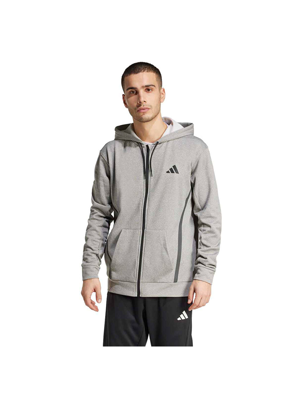 Game&Go Erkek Gri Kapüşonlu Fermuarlı Sweatshirt