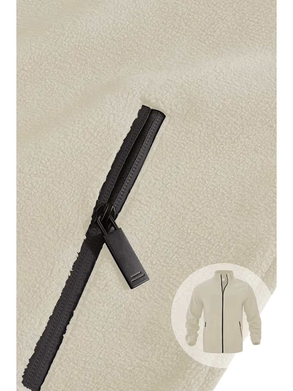 Bej Genıus Store Erkek Polar Bato Yaka Tam Fermuarlı Cepli Polar BATO-POLAR-3