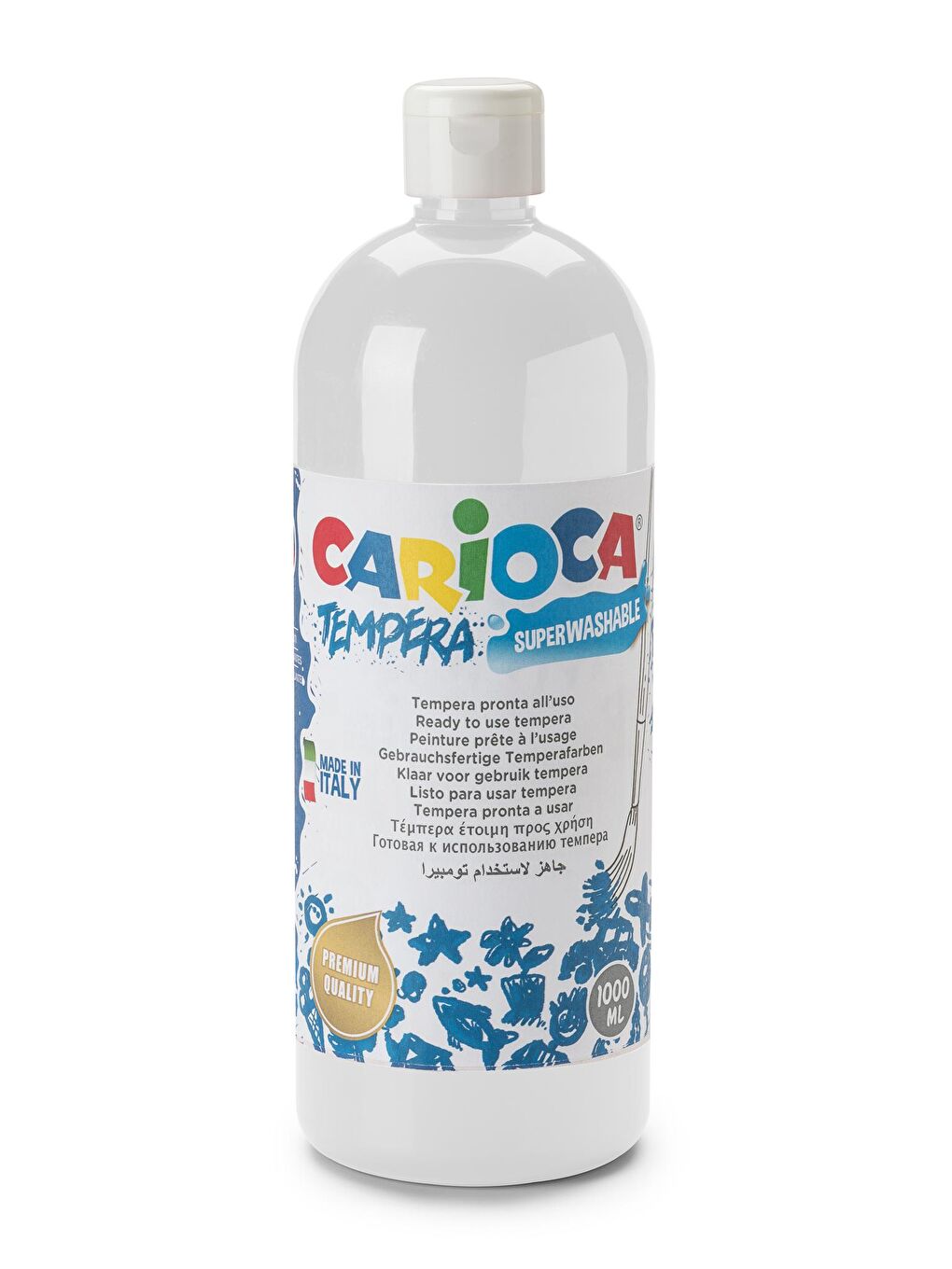 CARIOCA Beyaz Tempera Boya- Beyaz (Süper Yıkanabilir) 1000ml - 1350gr / Plastik Şişede