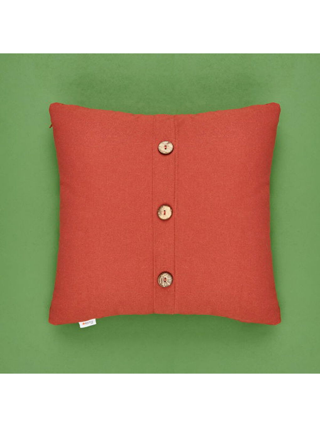 Kahverengi Soft Colorful Düğme Detaylı Kırlent - Kiremit - 40x40 cm