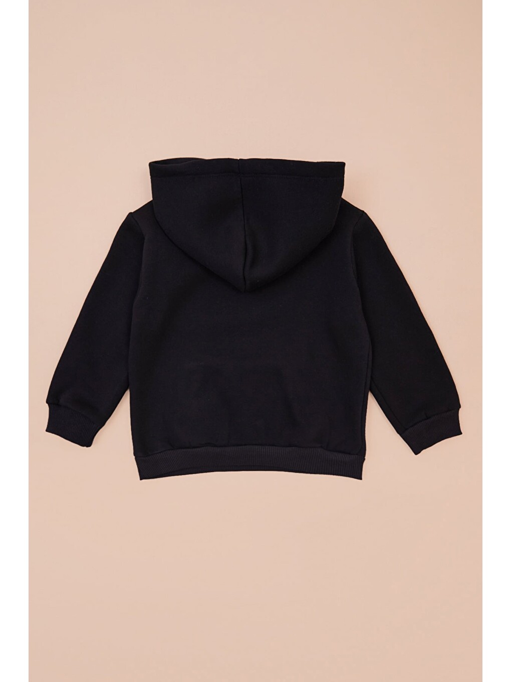 Siyah 3 İplik Kanguru Cepli Kapüşonlu Unisex Çocuk Sweatshirt-2