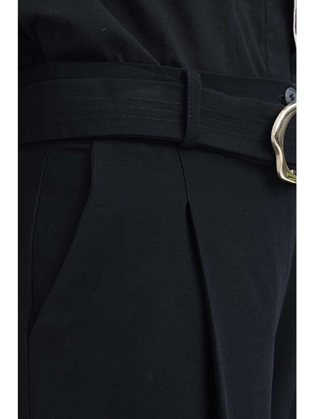 Siyah-Kemerli Palazzo Pantolon-4