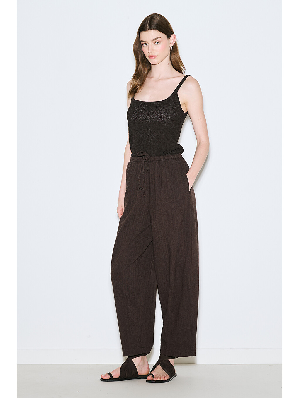 Kahverengi Rustik Rahat Pantolon Acı Kahve-3