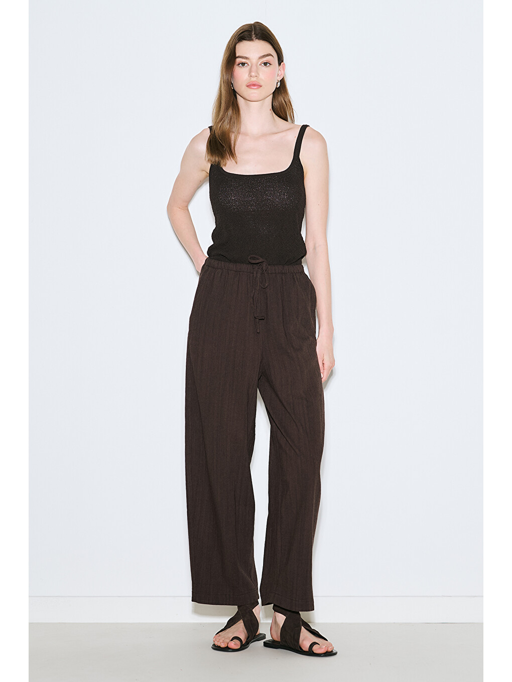 Kahverengi Rustik Rahat Pantolon Acı Kahve-4