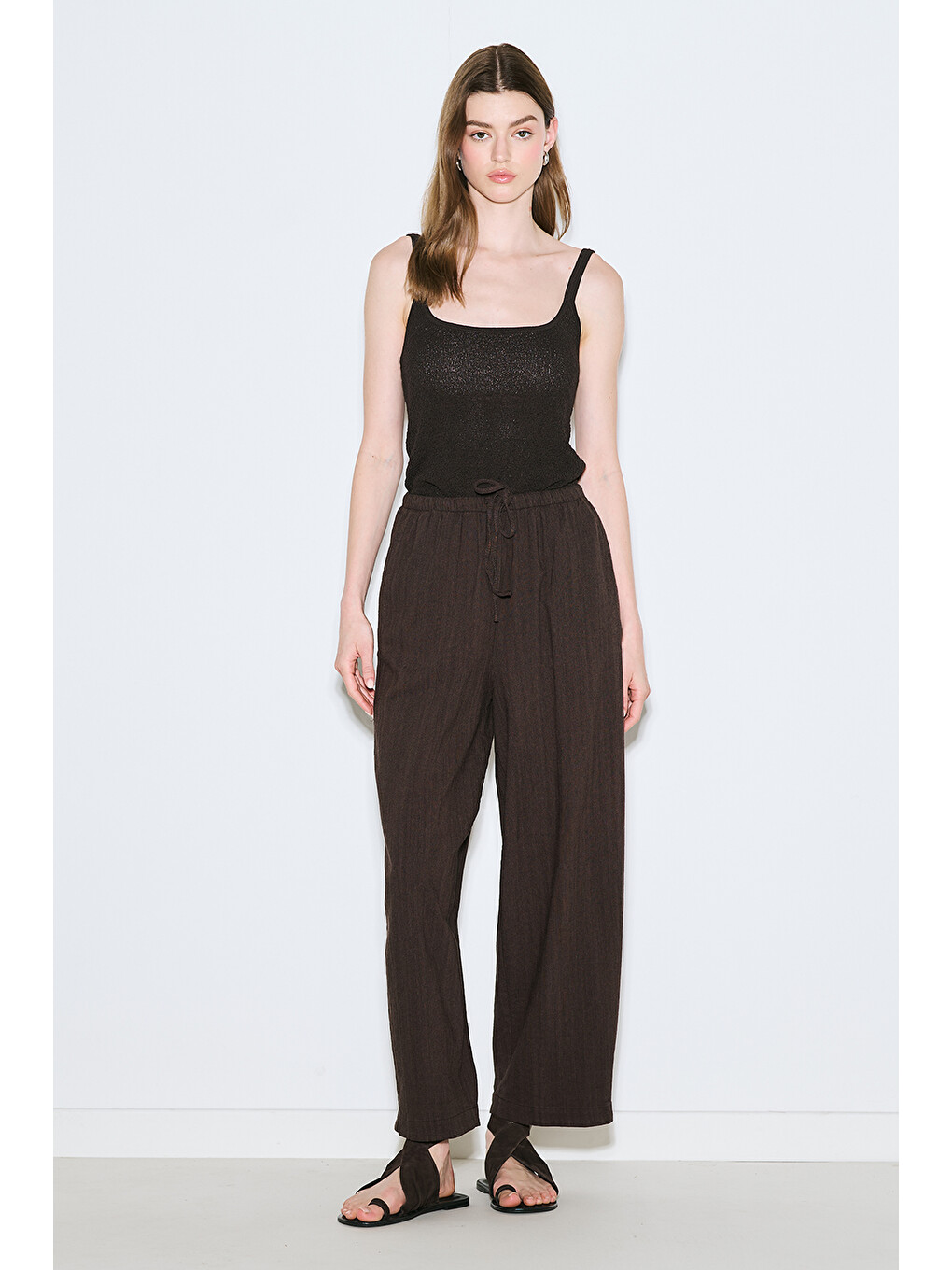 Kahverengi Rustik Rahat Pantolon Acı Kahve-5