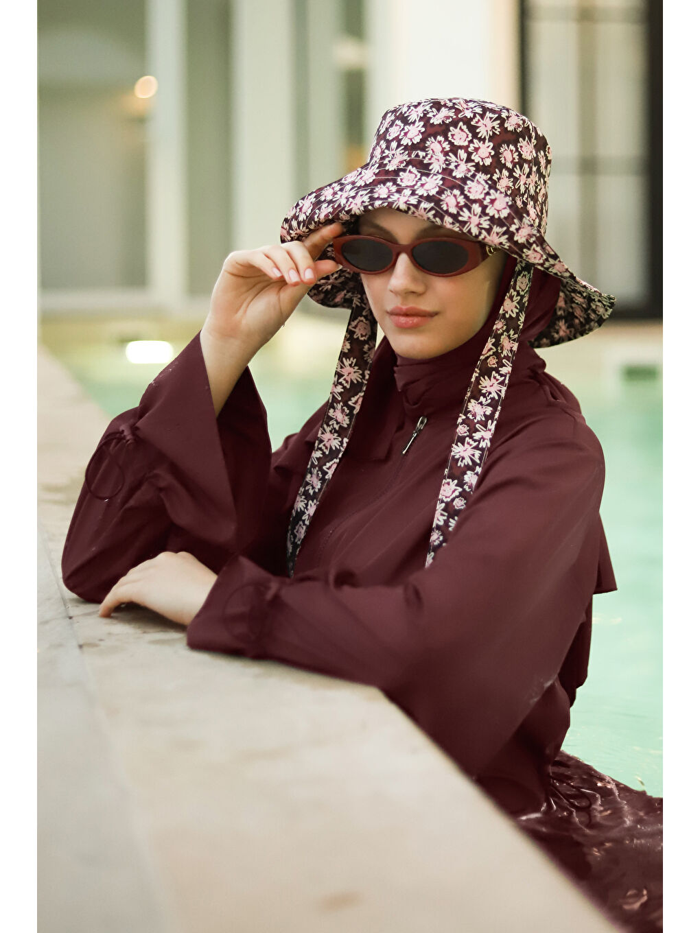 Geniş Manşetli Yüzme Takımı Bordo-1