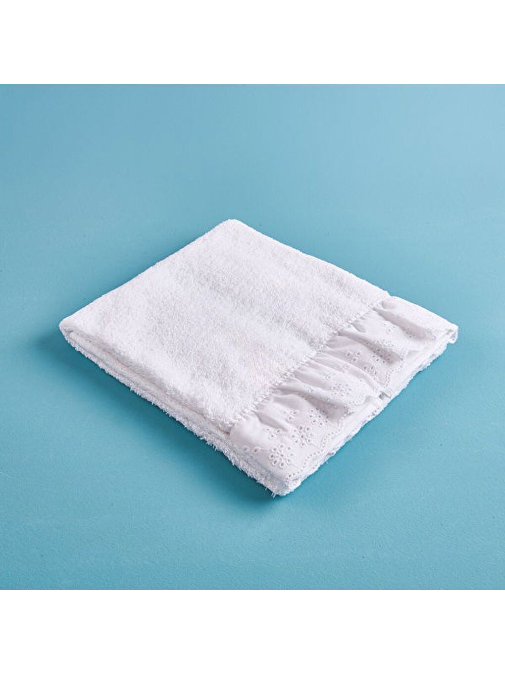 Soft Fırfırlı Yüz Havlusu - Beyaz - 50x90 cm-1