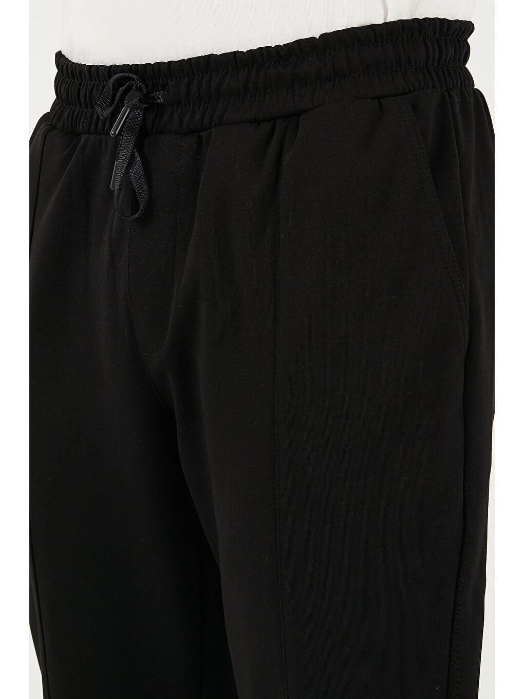 Siyah Pamuklu Slim Fit Normal Bel Daralan Paça Çimalı Pantolon 5908088-5