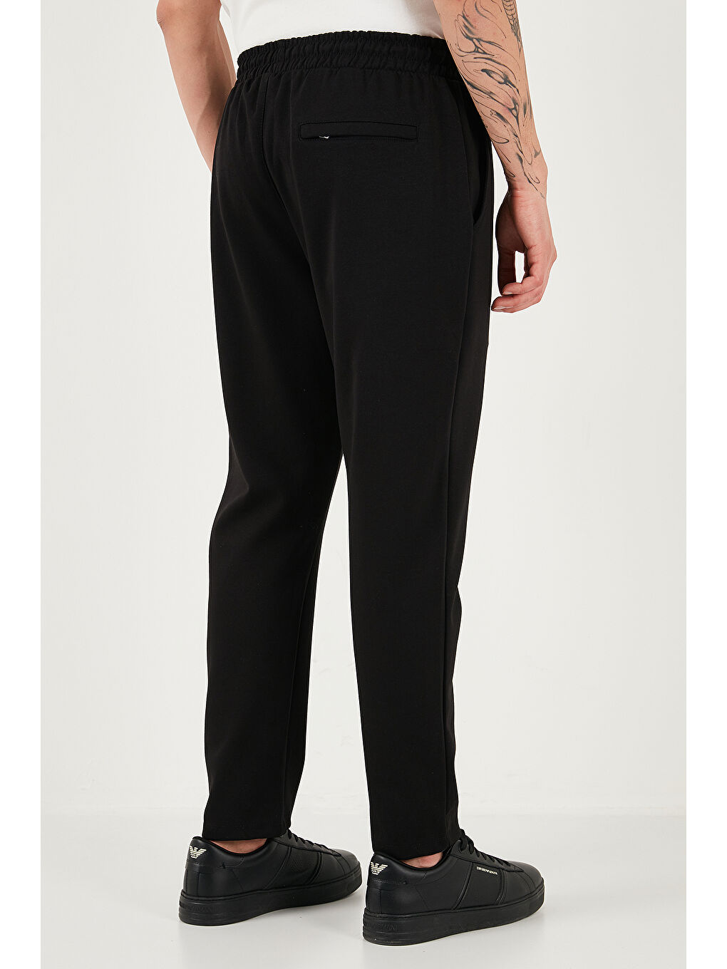 Siyah Pamuklu Slim Fit Normal Bel Daralan Paça Çimalı Pantolon 5908088-6