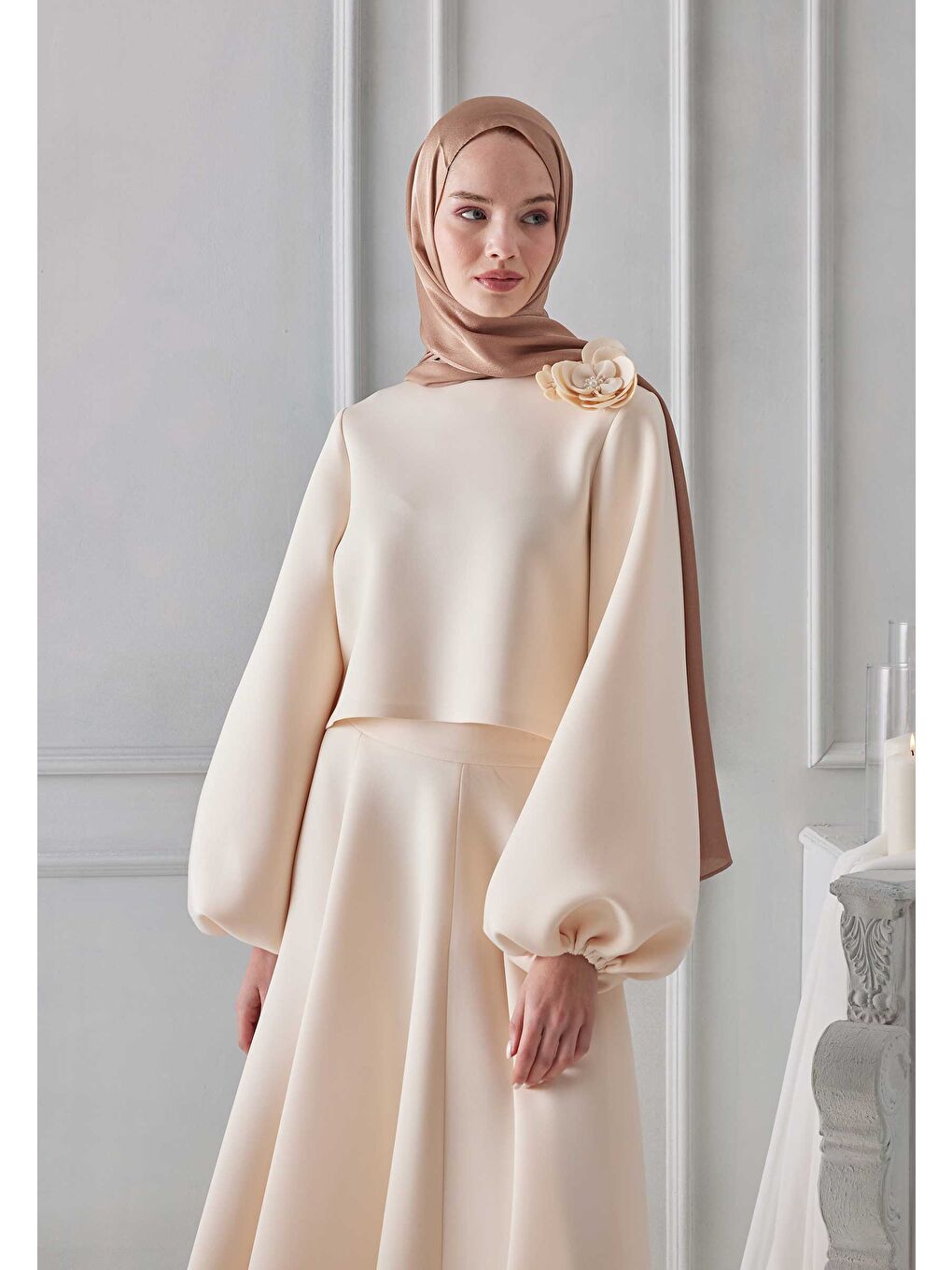 Kahverengi Janjanlı Şal Fındık Kabuğu-1