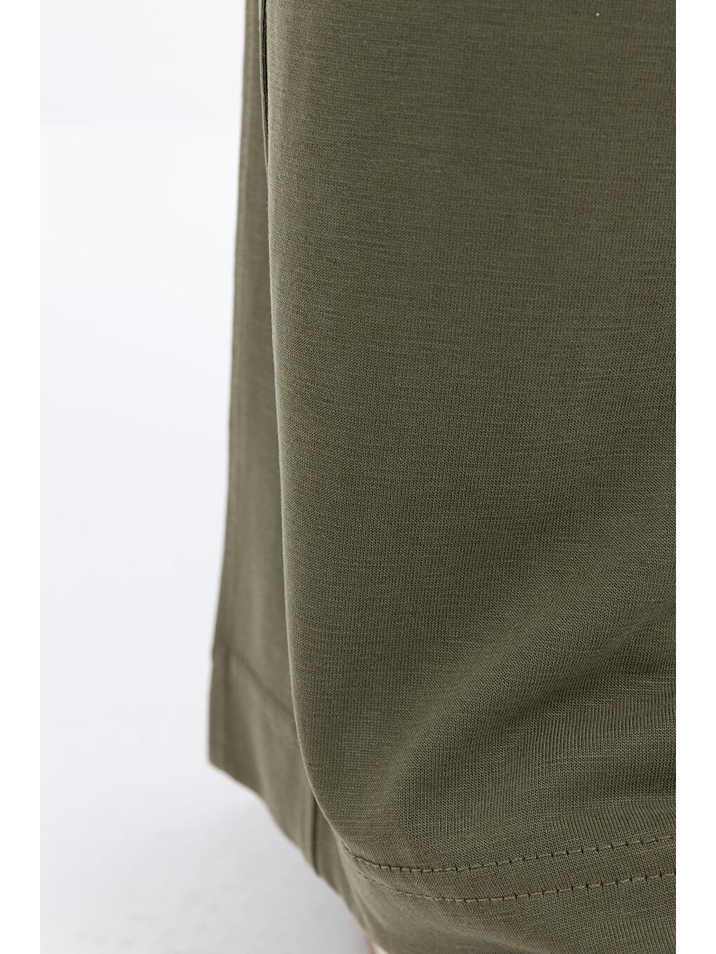 Haki-Büyük Beden Beli Lastikli Geniş Paça Pantolon-4