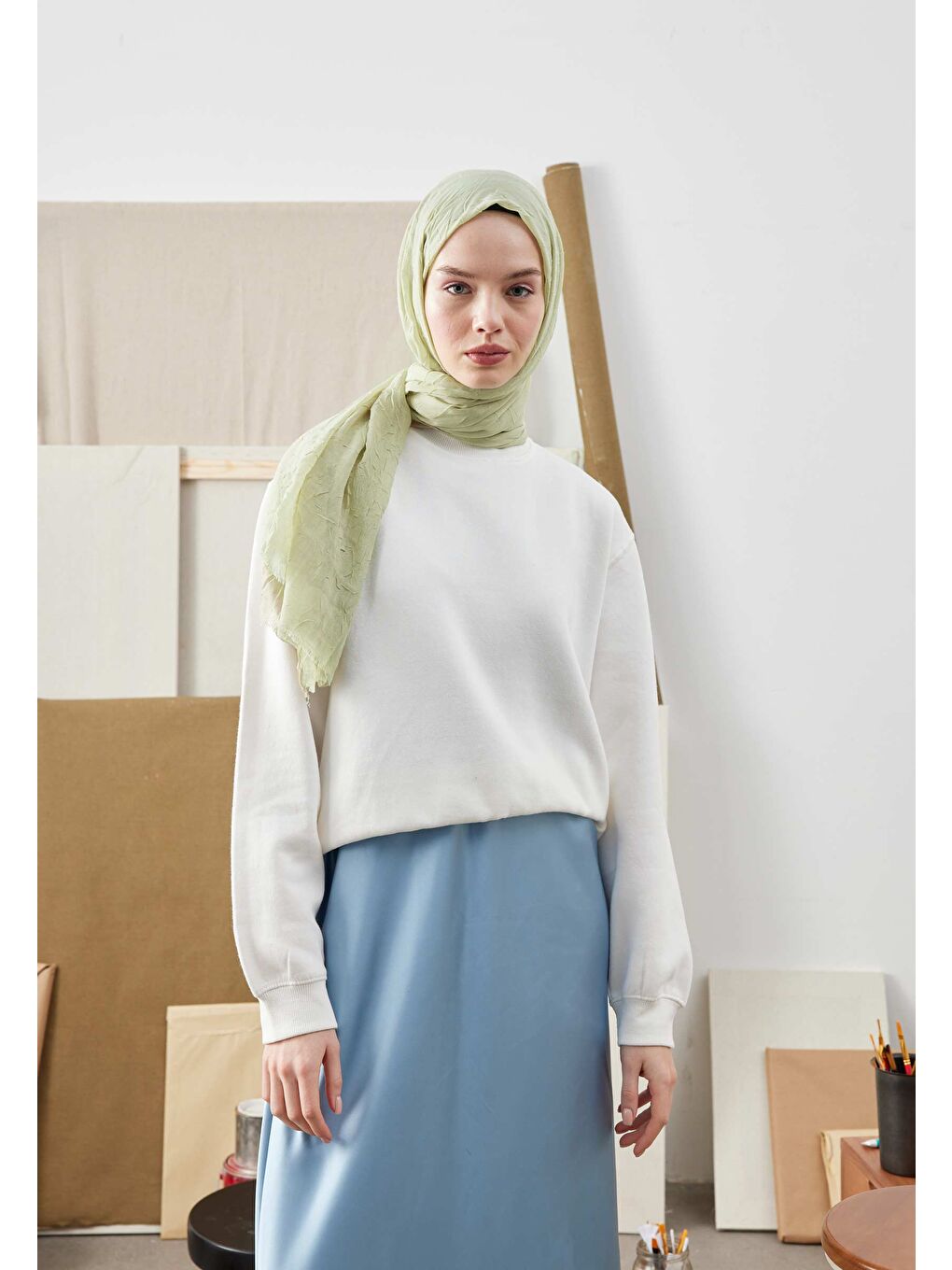 Bambu Şal Çağla Yeşili-1