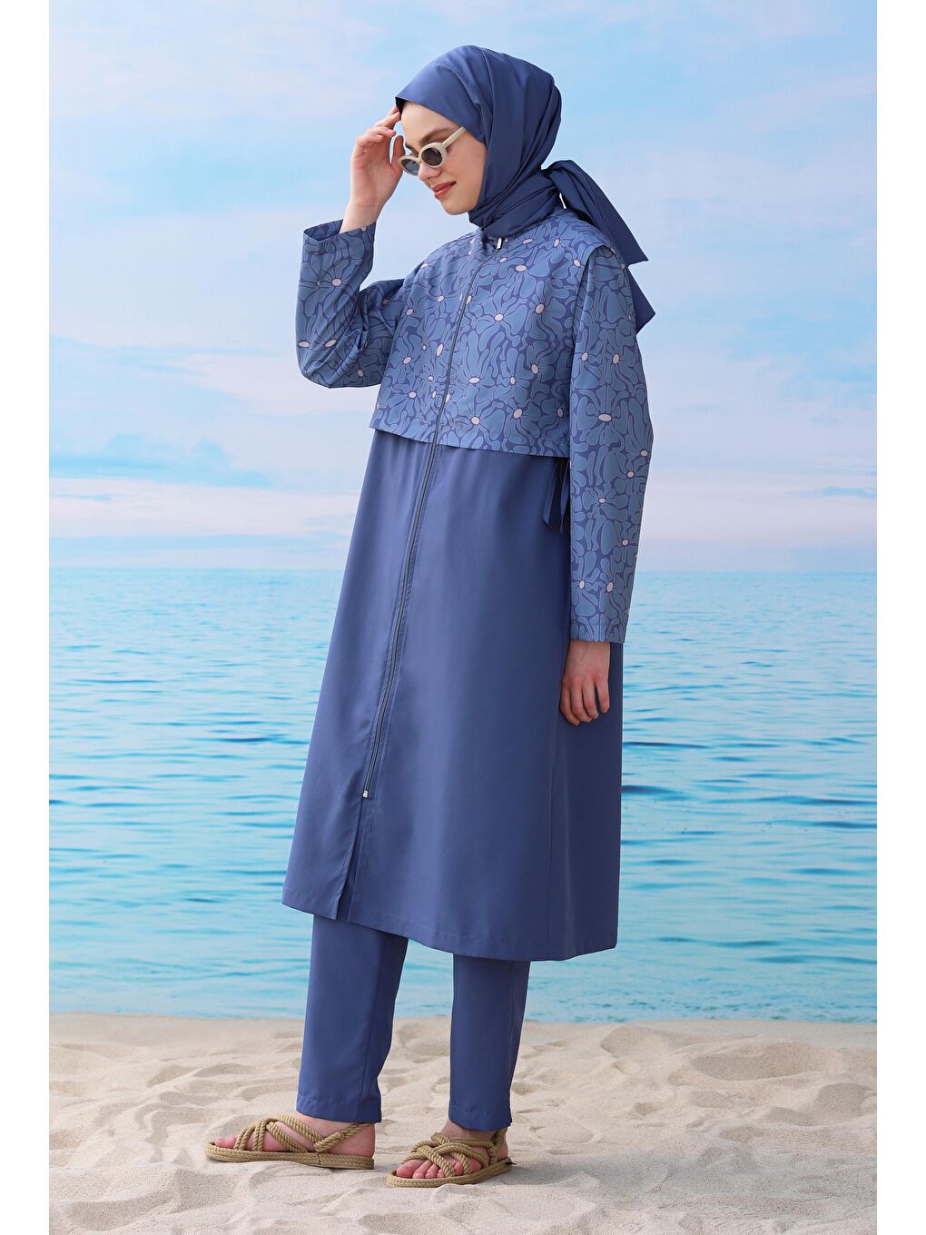 Desenli Yüzme Takımı Jean Mavi-1