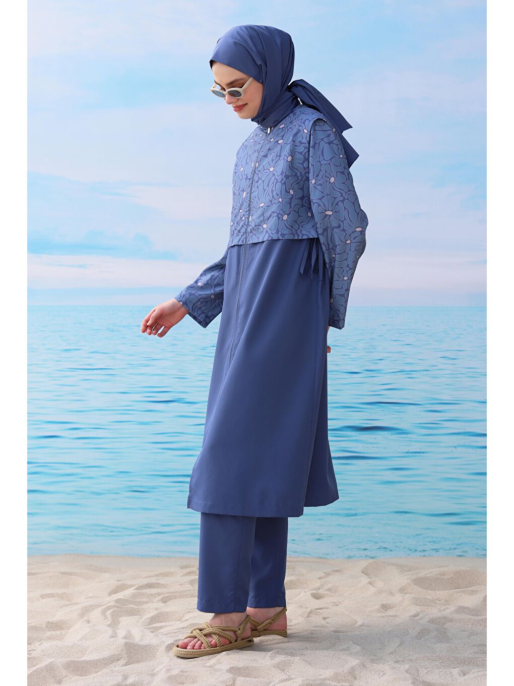 Desenli Yüzme Takımı Jean Mavi-2