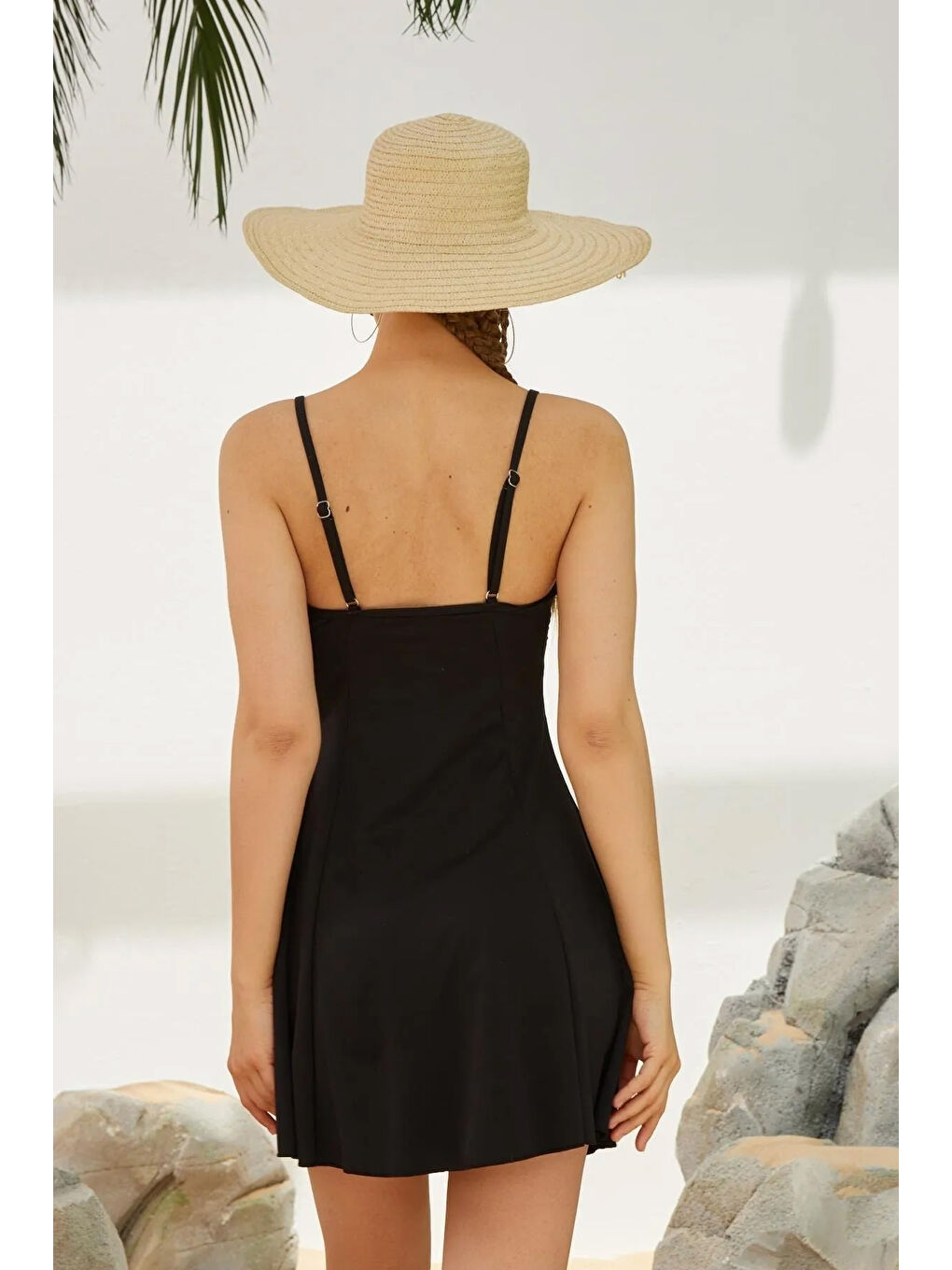 İp Askılı Elbise Mayo Etekli Mayo 1124-01 Siyah-2