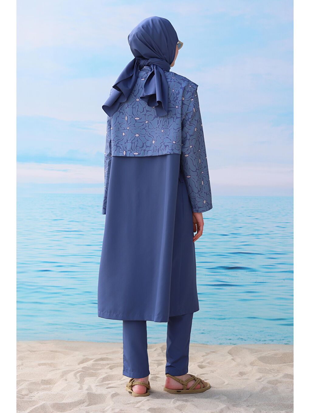 Desenli Yüzme Takımı Jean Mavi-3