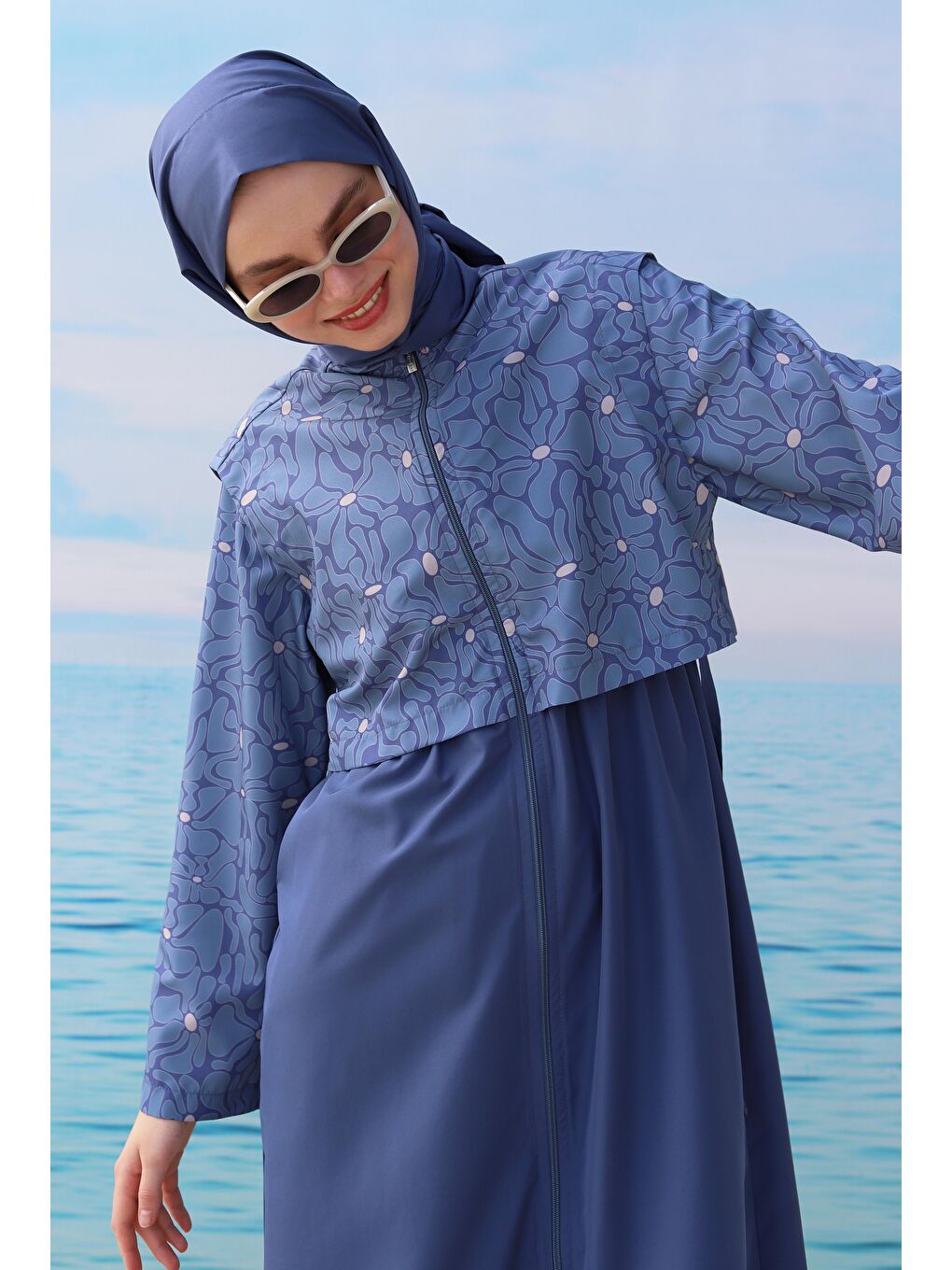 Desenli Yüzme Takımı Jean Mavi-4