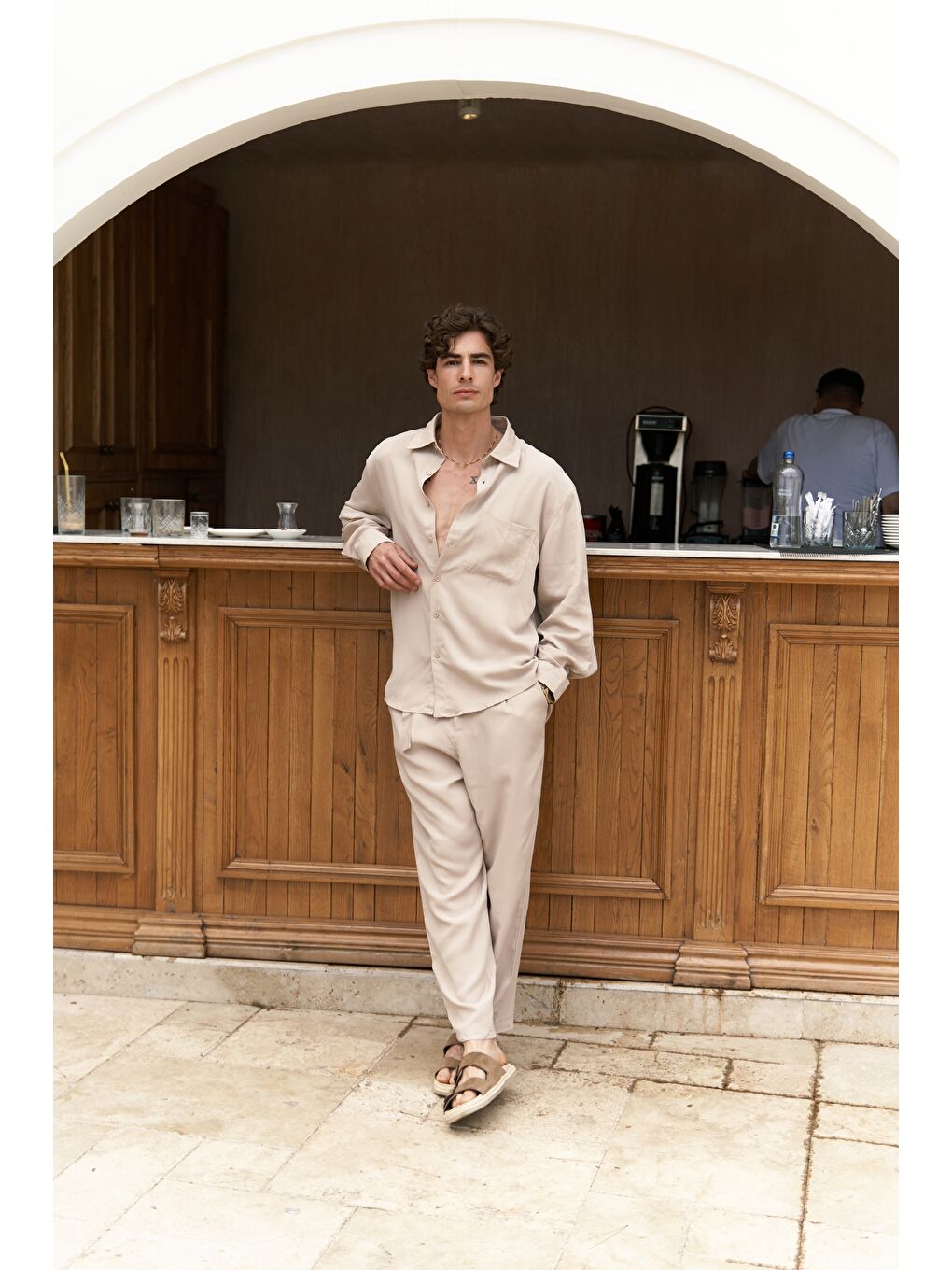 Jonathan Erkek Bej Gömlek Pantolon Takım-1