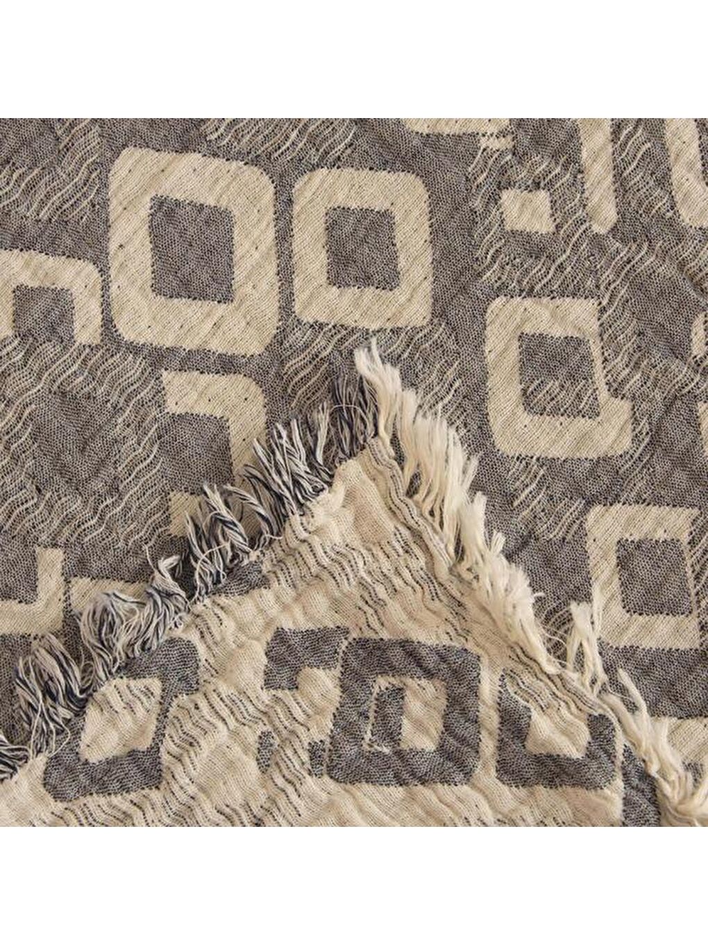 Soft Kuadrum Müslin Çift Kişilik Yatak Örtüsü - Gri - 200x220 cm-3