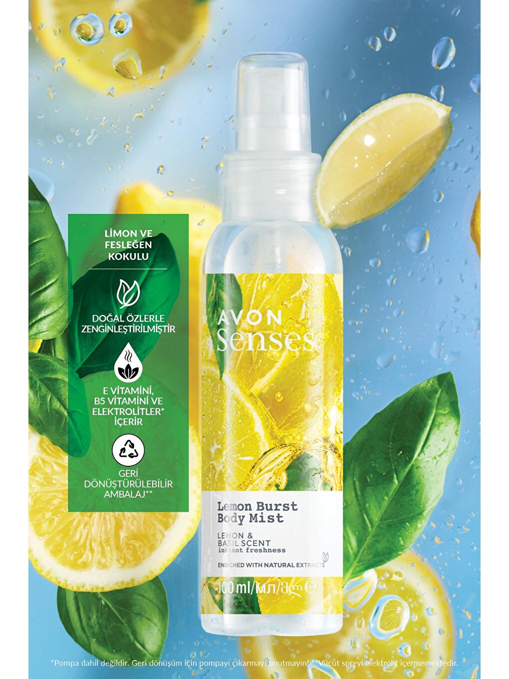 AVON Senses Lemon Burst Limon ve Reyhan Kokulu Vücut Spreyi 100 Ml. - 2