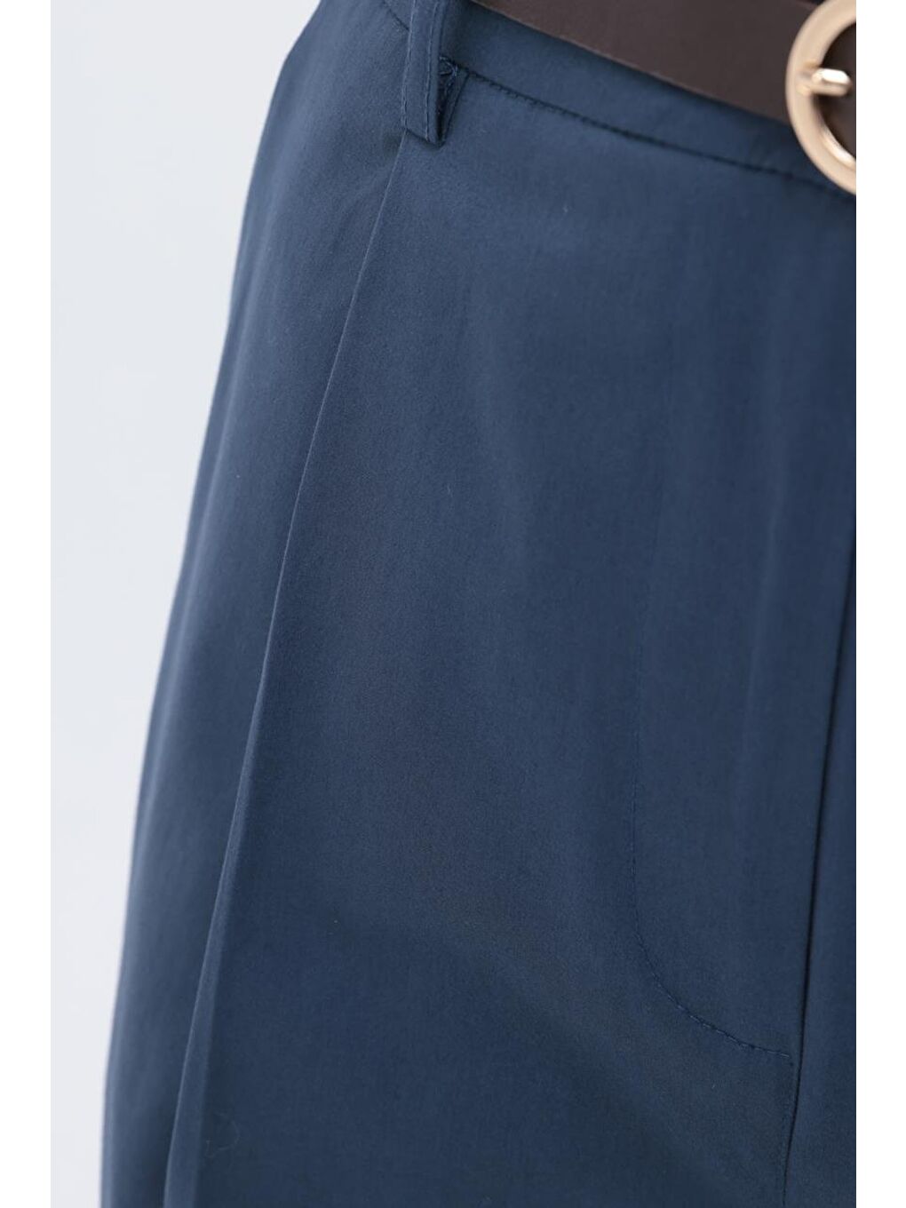 İndigo-Pileli Geniş Paça Pantolon-3