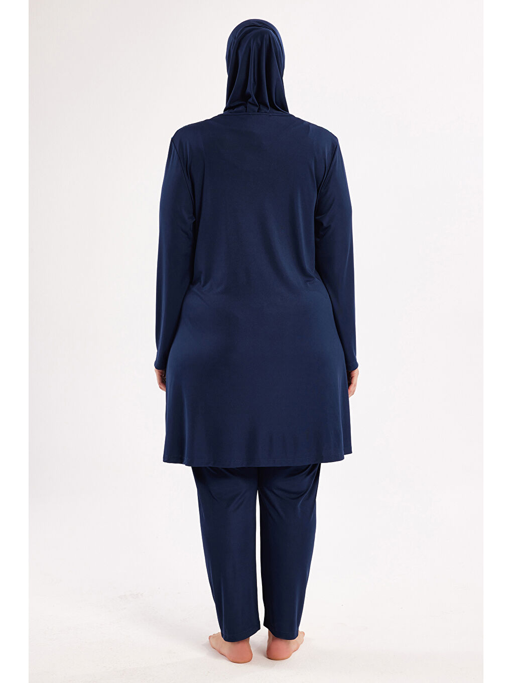 Büyük Beden Elastanlı Tam Kapalı Tesettür Mayo 3801 Koyu Lacivert-2