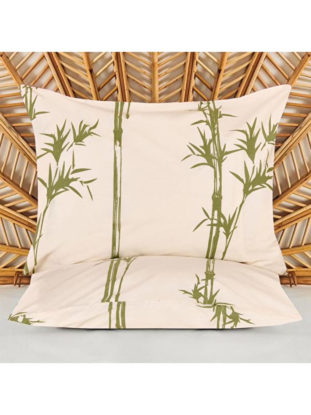 Lila Soft Blad 2'li Yastık Kılıfı - Ekru / Yeşil - 50x70 cm