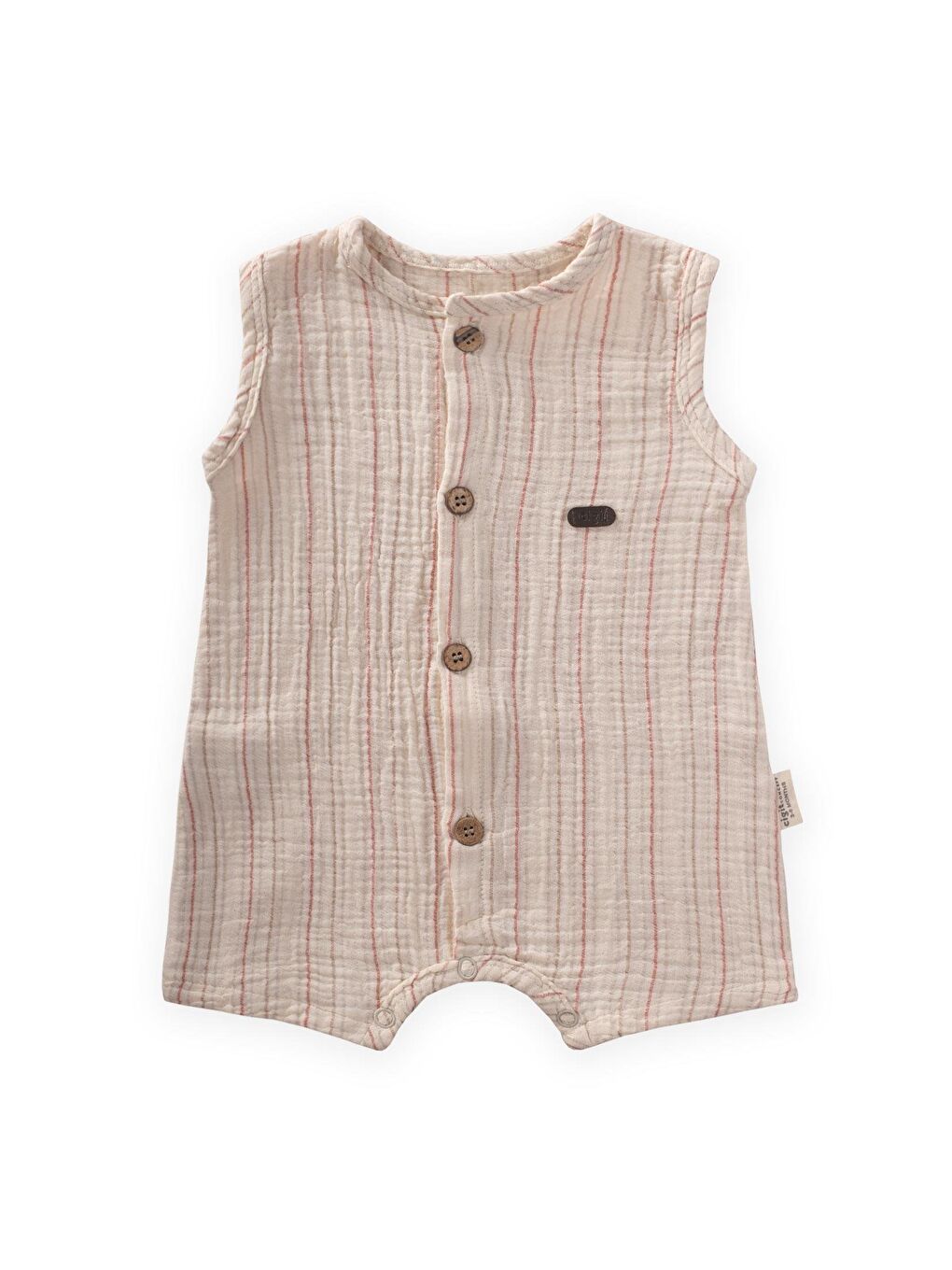 Kahverengi Erkek Çocuk Çizgili Müslin Tulum