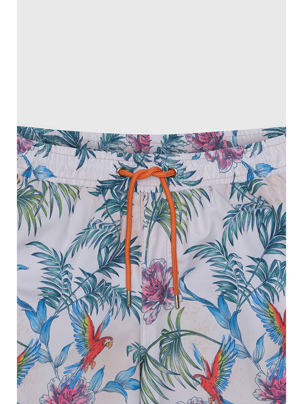 Erkek Ekru-Lacivert Standart Fit Normal Kesim Cepli Hızlı Kuruyan Desenli Mayo Deniz Şortu-9