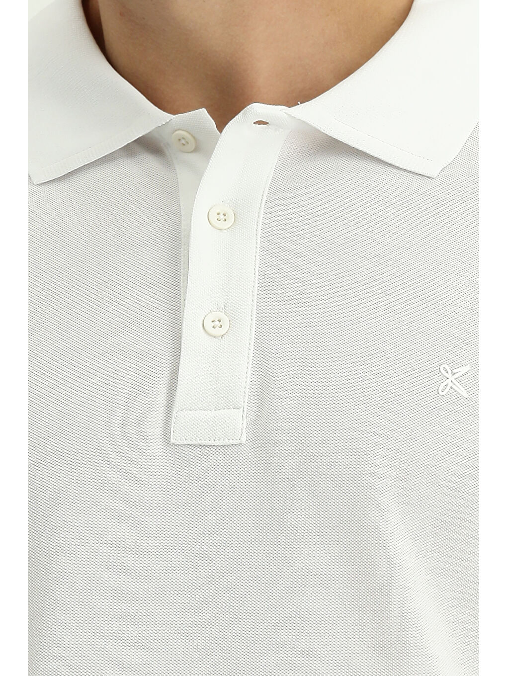 Beyaz Slim Fit Dar Kesim Pamuk Kıvrılmaz Polo Yaka Tişört-4