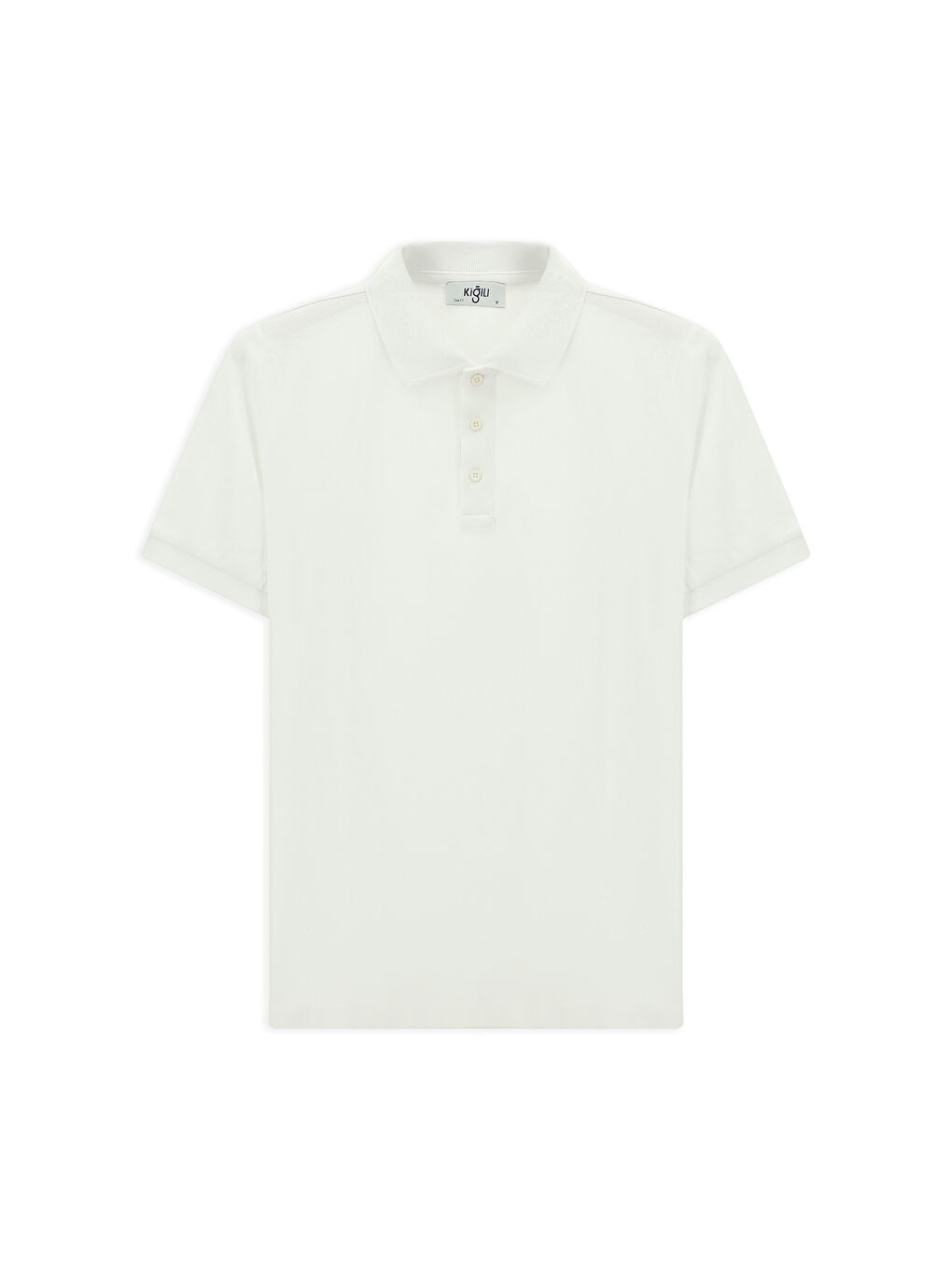 Beyaz Slim Fit Dar Kesim Pamuk Kıvrılmaz Polo Yaka Tişört-5