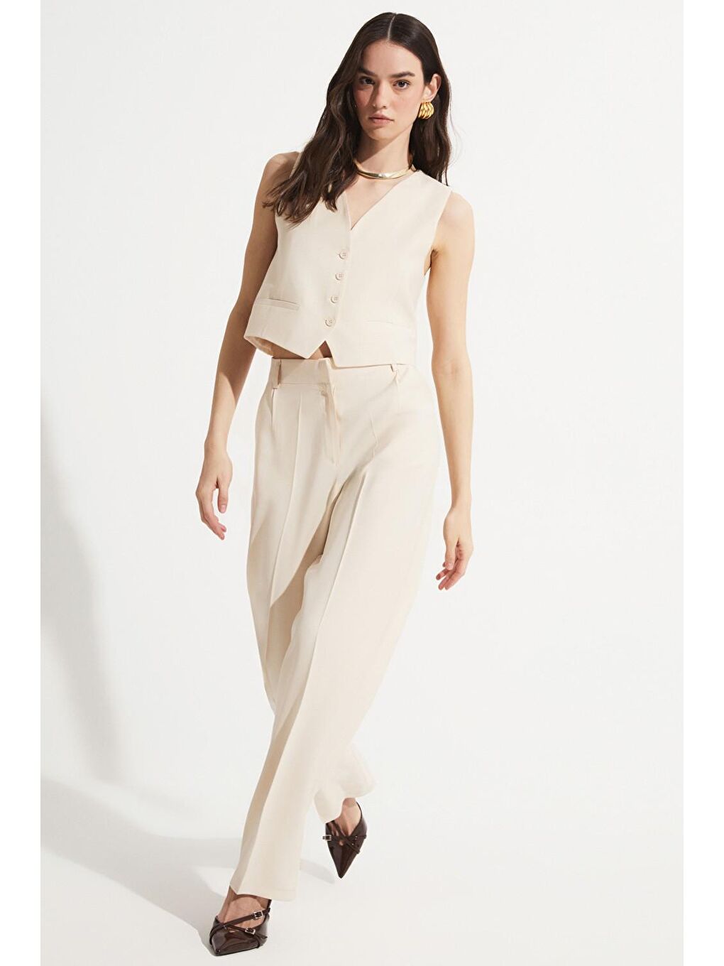 Ekru Yelek Pantolon Takım-2