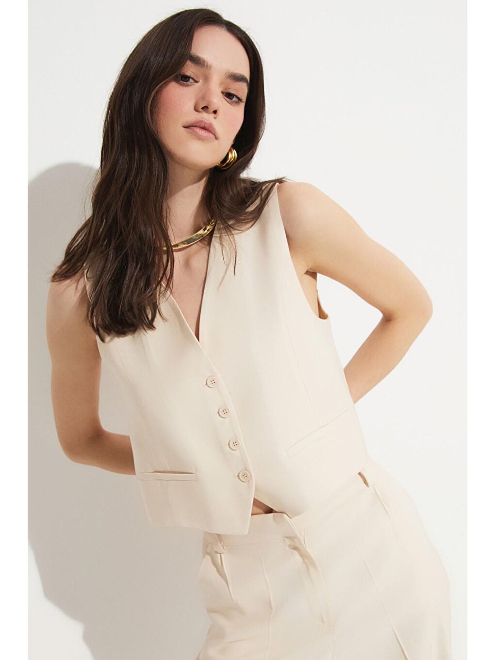 Ekru Yelek Pantolon Takım-3