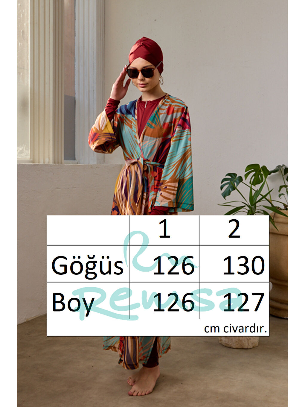 Mayo Üzerine Tek Pareo Kimono 1925-156 Bej-2