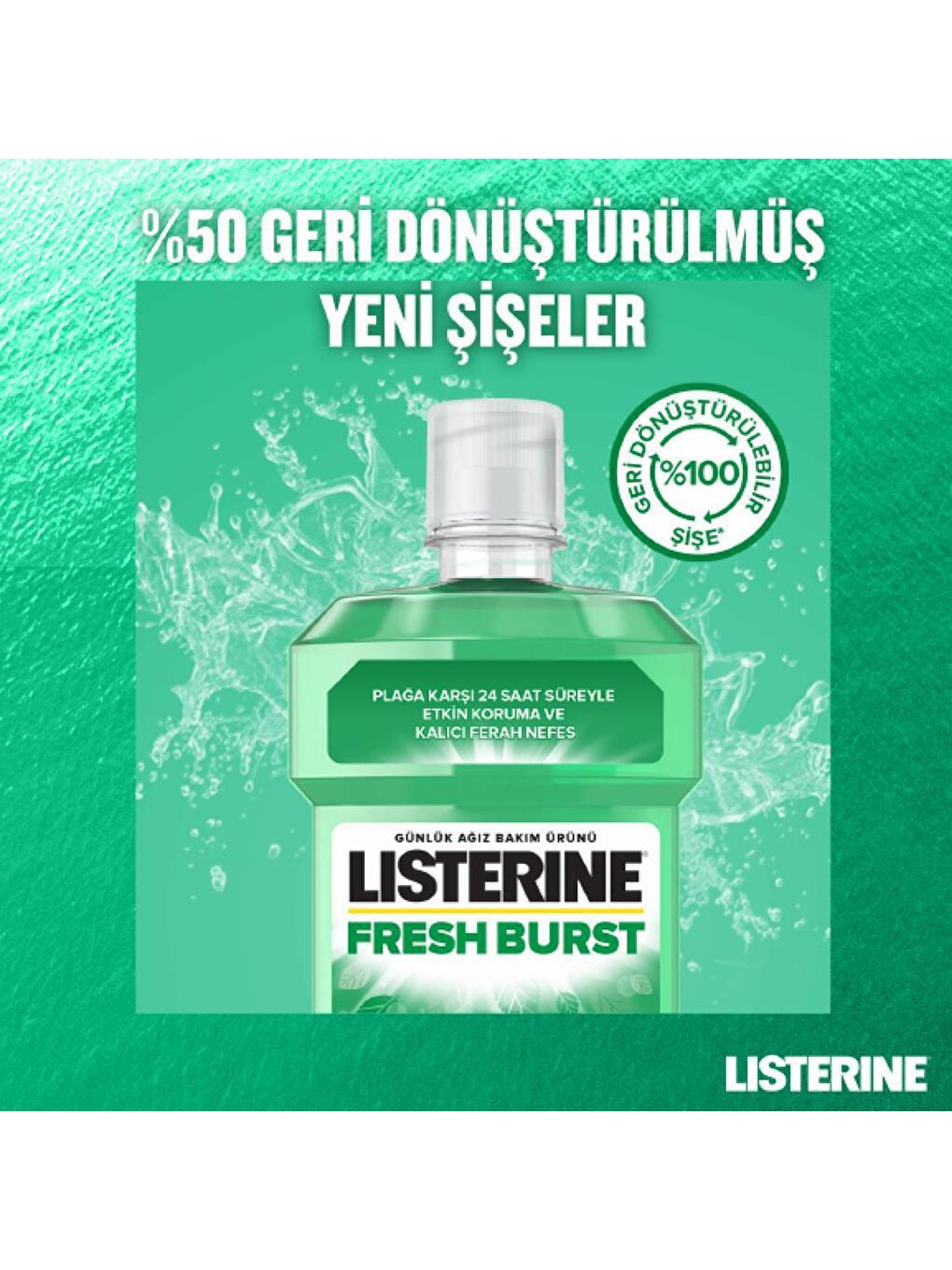 Listerine Renksiz Fresh Burst Ağız Bakım Suyu 500 ml - 3