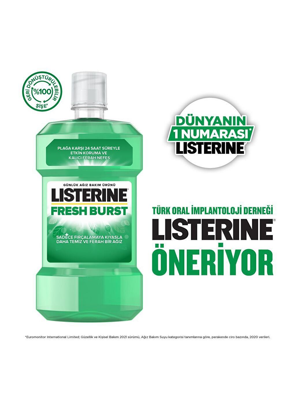 Listerine Renksiz Fresh Burst Ağız Bakım Suyu 500 ml - 5