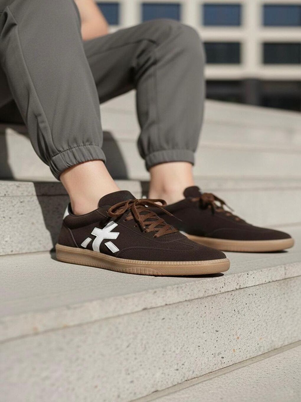 Kahverengi Kadın Sanda Acı Kahve Günlük Ortopedik Rahat Taban Sneaker-1