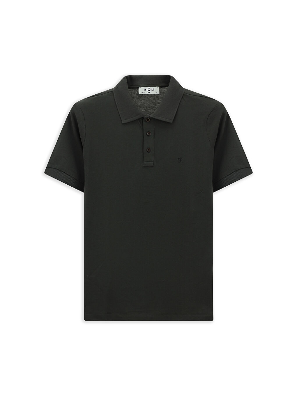 Antrasit Slim Fit Dar Kesim Pamuk Kıvrılmaz Polo Yaka Tişört-5