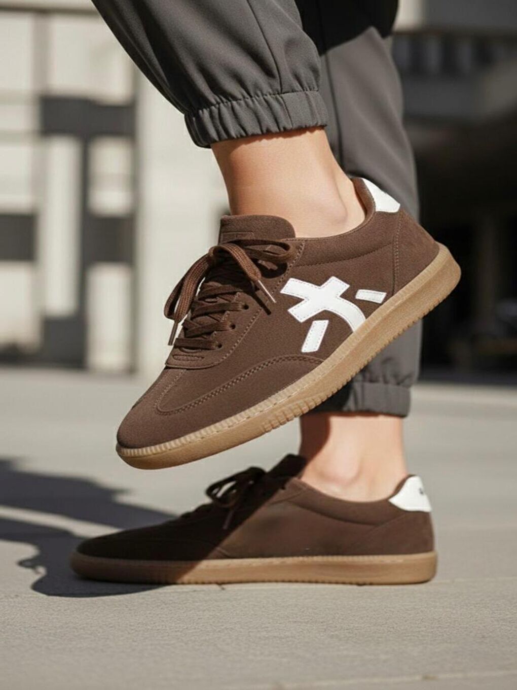 Kahverengi Kadın Sanda Acı Kahve Günlük Ortopedik Rahat Taban Sneaker-3